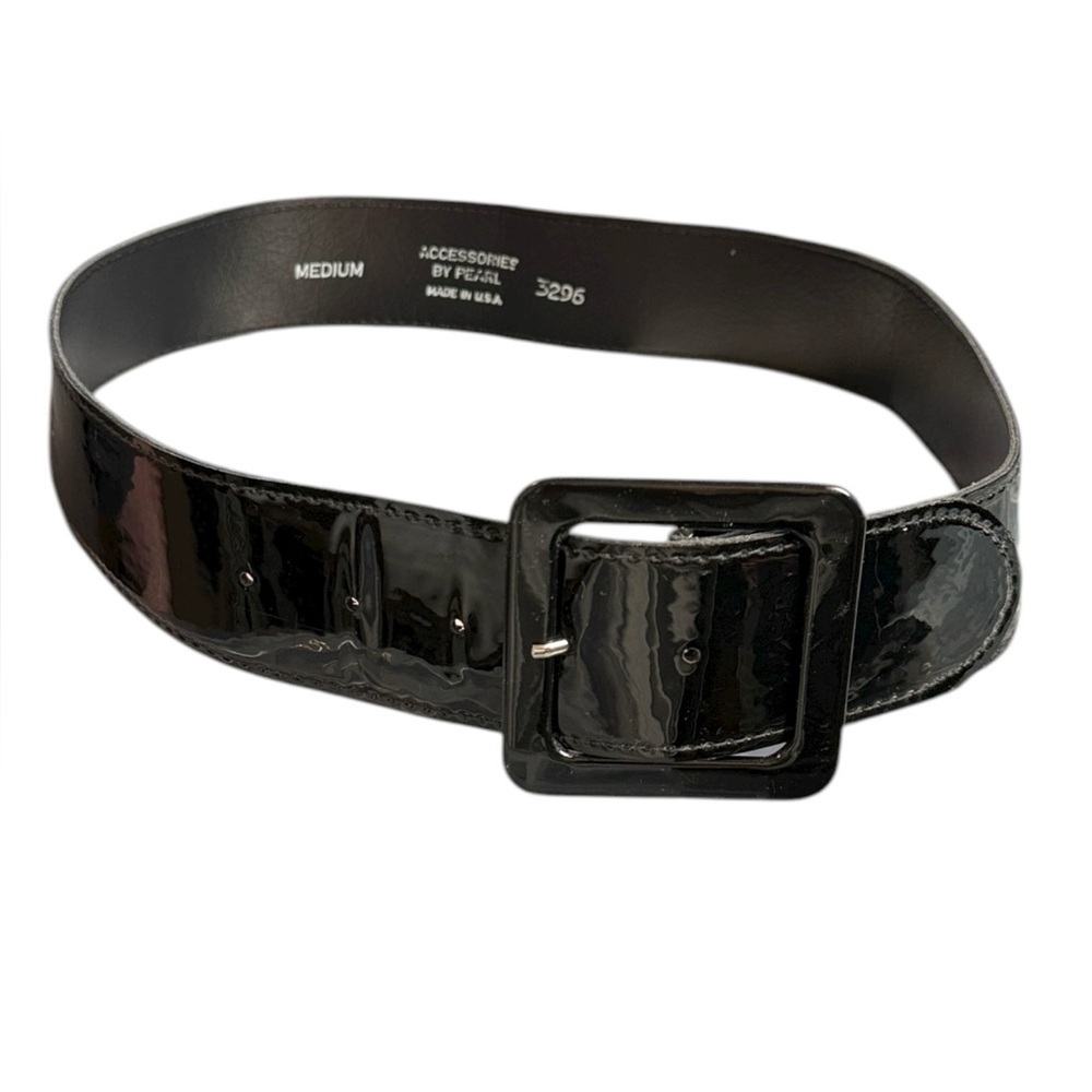 Accessories By Pearl Unisex Black Shiny Belt - Medium & Sz Small